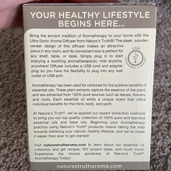 🆕NATURES TRUTH: Ultra Sonic Aroma Diffuser with USB connection/adapter - Picture 4 of 9